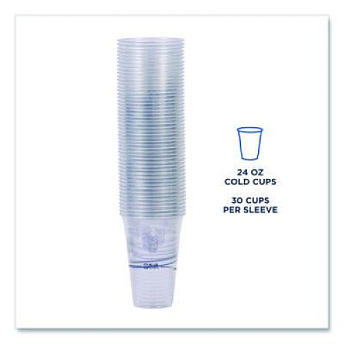 Eco-Products BlueStripe Recycled Content Clear Plastic Cold Drink Cups, 24 oz, 600/Carton (EPCR24)