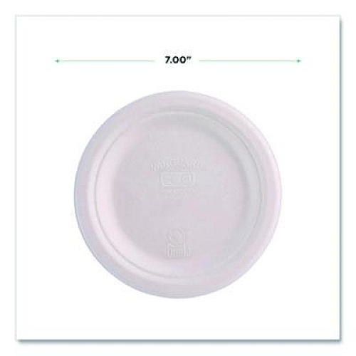 Eco-Products Vanguard Renewable and Compostable Sugarcane Plates, 7" dia, White, 1,000/Carton (EPP011NFA)