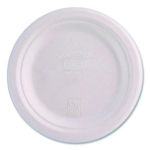 Eco-Products Vanguard Renewable and Compostable Sugarcane Plates, 7" dia, White, 1,000/Carton (EPP011NFA)
