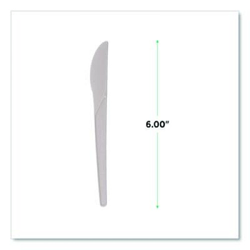Eco-Products Plantware Compostable Cutlery, Knife, Plastic, Pearl White, 50/Pack, 20 Packs/Carton (EPS011)