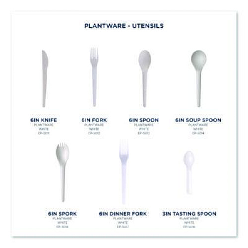 Eco-Products Plantware Compostable Cutlery, Knife, Plastic, Pearl White, 50/Pack, 20 Packs/Carton (EPS011)