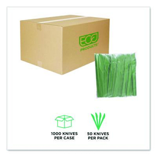 Eco-Products Plantware Compostable Cutlery, Knife, Plastic, Green, 1,000/Carton (EPS011G)