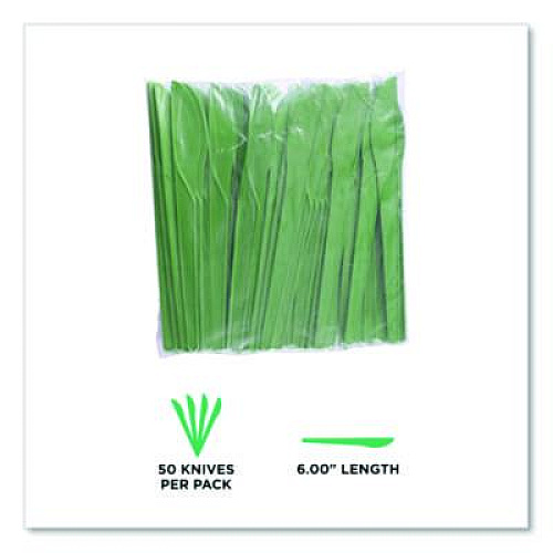 Eco-Products Plantware Compostable Cutlery, Knife, Plastic, Green, 1,000/Carton (EPS011G)
