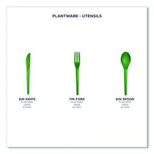 Eco-Products Plantware Compostable Cutlery, Knife, Plastic, Green, 1,000/Carton (EPS011G)