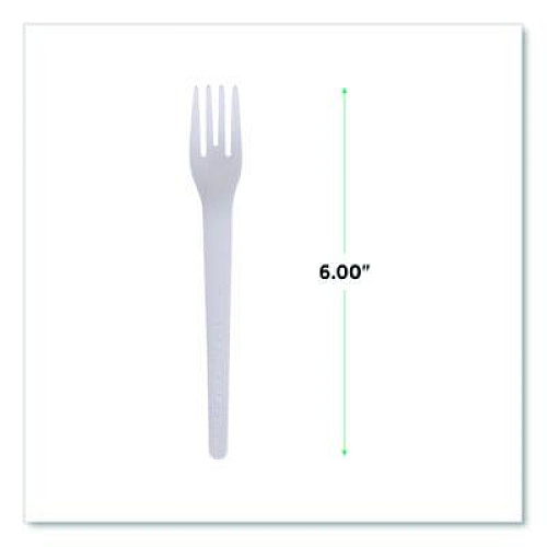 Eco-Products Plantware Compostable Cutlery, Fork, Plastic, Pearl White, 50/Pack, 20 Packs/Carton (EPS012)
