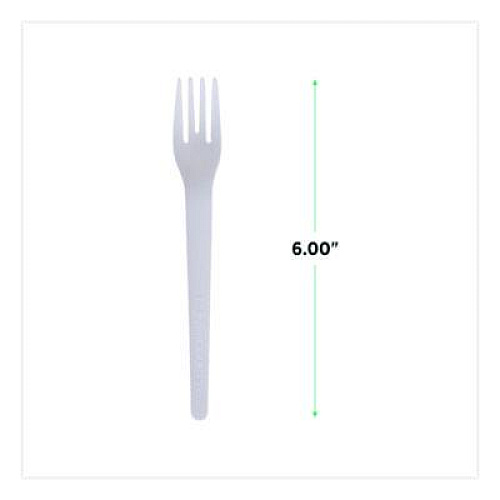Eco-Products Plantware Compostable Cutlery, Fork, Plastic, White, 1,000/Carton (EPS012W)