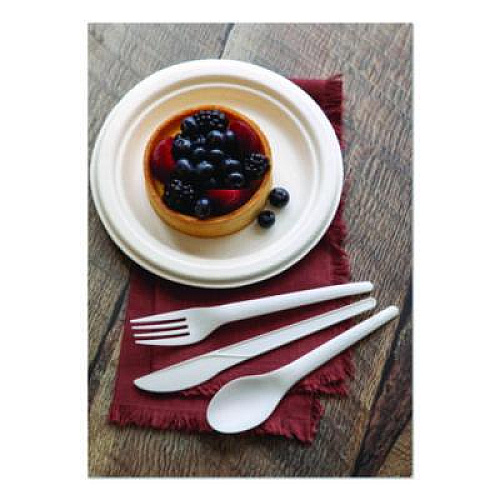 Eco-Products Plantware Compostable Cutlery, Fork, Plastic, White, 1,000/Carton (EPS012W)