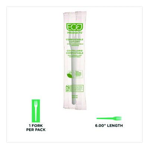 Eco-Products Plantware Compostable Cutlery, Fork, Plastic, White, 1,000/Carton (EPS012W)