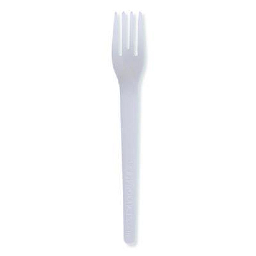 Eco-Products Plantware Compostable Cutlery, Fork, Plastic, White, 1,000/Carton (EPS012W)