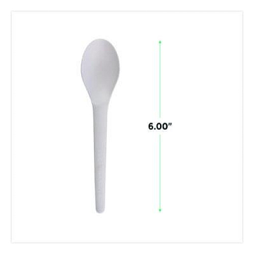 Eco-Products Plantware Compostable Cutlery, Spoon, Plastic, Pearl White, 50/Pack, 20 Pack/Carton (EPS013)