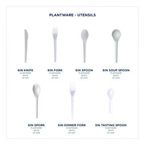 Eco-Products Plantware Compostable Cutlery, Spoon, Plastic, Pearl White, 50/Pack, 20 Pack/Carton (EPS013)