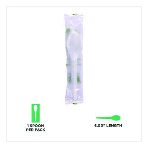 Eco-Products Plantware Compostable Cutlery, Spoon, Plastic, White, 1,000/Carton (EPS013W)