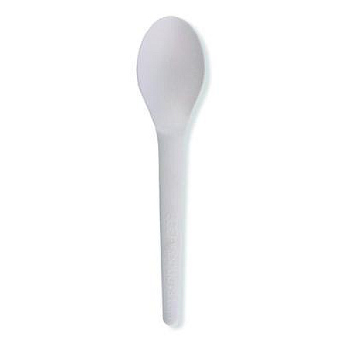 Eco-Products Plantware Compostable Cutlery, Spoon, Plastic, White, 1,000/Carton (EPS013W)