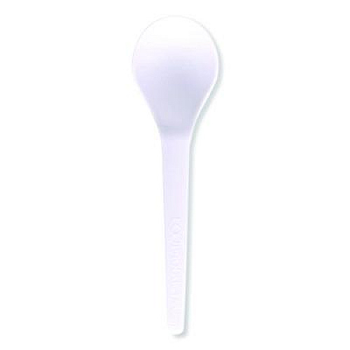 Eco-Products Plantware Compostable Soup Spoon, Heavyweight, Plastic, White, 50/Pack, 20 Packs/Carton (EPS014)