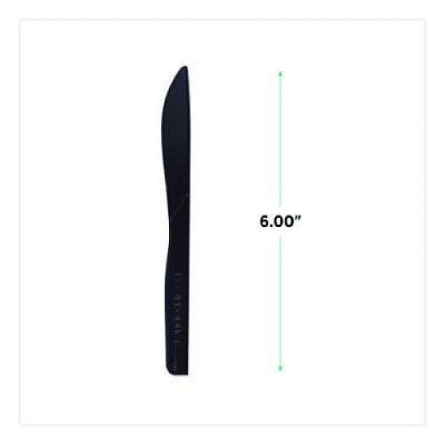 Eco-Products 100% Recycled Content Cutlery, Knife, Plastic, Black, 50/Pack, 20 Packs/Carton (EPS111)