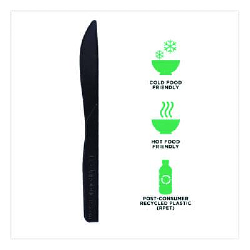 Eco-Products 100% Recycled Content Cutlery, Knife, Plastic, Black, 50/Pack, 20 Packs/Carton (EPS111)