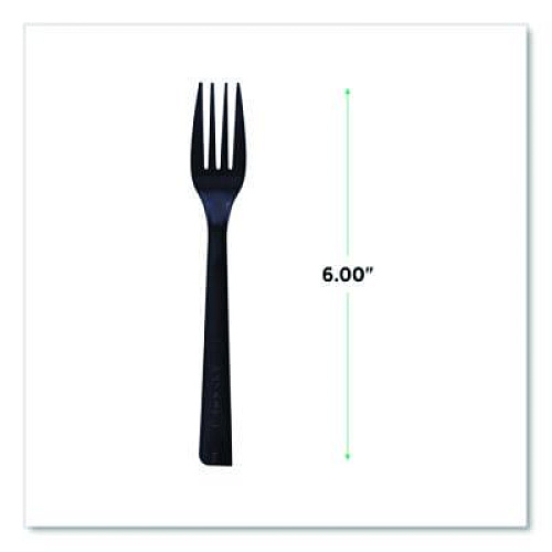Eco-Products 100% Recycled Content Cutlery, Fork, Plastic, Black, 50/Pack, 20 Packs/Carton (EPS112)