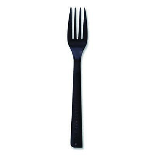 Eco-Products 100% Recycled Content Cutlery, Fork, Plastic, Black, 50/Pack, 20 Packs/Carton (EPS112)