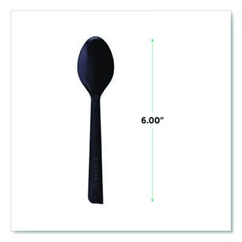 Eco-Products 100% Recycled Content Cutlery, Spoon, Plastic, Black, 50/Pack, 20 Pack/Carton (EPS113)