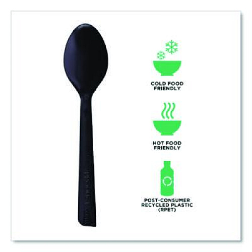 Eco-Products 100% Recycled Content Cutlery, Spoon, Plastic, Black, 50/Pack, 20 Pack/Carton (EPS113)
