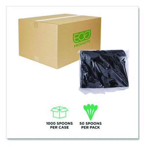 Eco-Products 100% Recycled Content Cutlery, Spoon, Plastic, Black, 50/Pack, 20 Pack/Carton (EPS113)