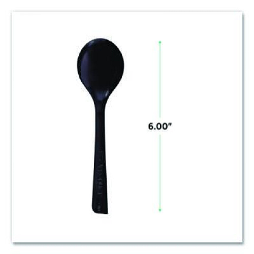 Eco-Products 100% Recycled Content Cutlery, Soup Spoon, Plastic, Black, 50/Pack, 20 Packs/Carton (EPS114)