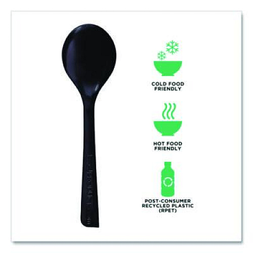 Eco-Products 100% Recycled Content Cutlery, Soup Spoon, Plastic, Black, 50/Pack, 20 Packs/Carton (EPS114)