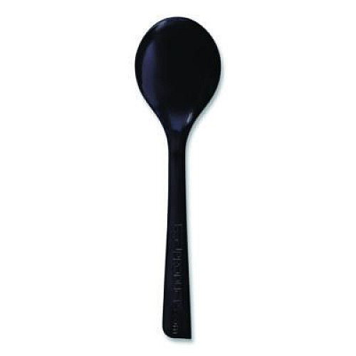 Eco-Products 100% Recycled Content Cutlery, Soup Spoon, Plastic, Black, 50/Pack, 20 Packs/Carton (EPS114)