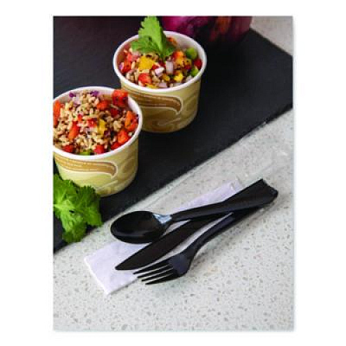Eco-Products 100% Recycled Content Cutlery Kit, Heavyweight Fork/Knife/Soup Spoon/Spoon, Plastic, Black, 250/Carton (EPS115)