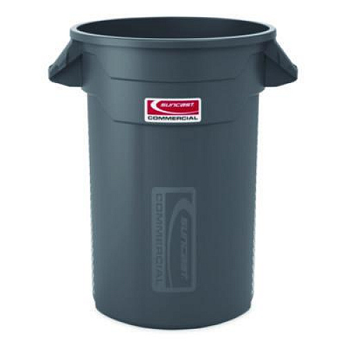 Suncast Commercial Injection Molded Utility Trash Can, 32 gal, Plastic/Resin, Gray (TCU32)