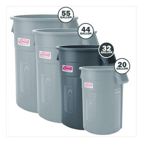 Suncast Commercial Injection Molded Utility Trash Can, 32 gal, Plastic/Resin, Gray (TCU32)