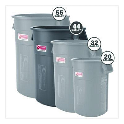 Suncast Commercial Injection Molded Utility Trash Can, 44 gal, Plastic/Resin, Gray (TCU44)