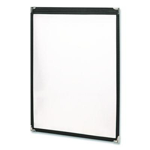Excello Global Products Menu Holder For 8.5 x 11 Menus, Portrait Orientation, 2-View, 9.3 x 12 Holder, Clear/Black/Silver, 10/Pack (SPLSMENU2)