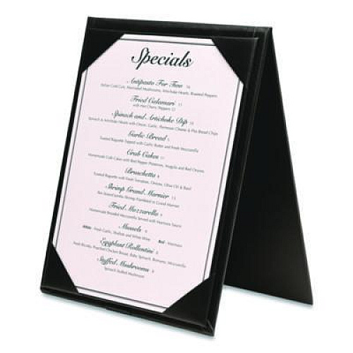 Excello Global Products Table-Top Menu Holder, For 5 x 7 Menus, 5.6 x 7.6 Holder, Black (SPLSMENU5X7A)