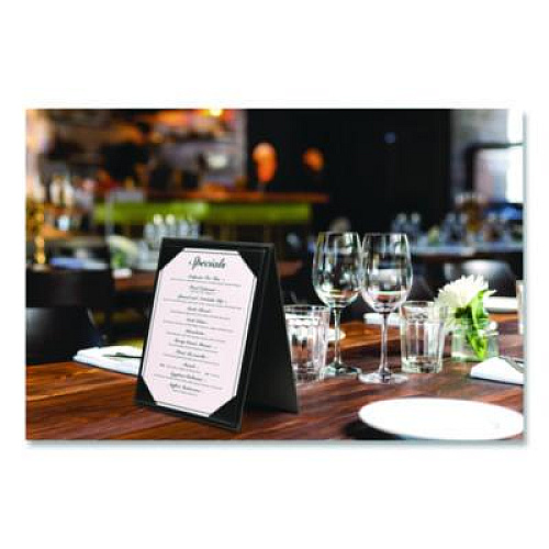 Excello Global Products Table-Top Menu Holder, For 5 x 7 Menus, 5.6 x 7.6 Holder, Black (SPLSMENU5X7A)