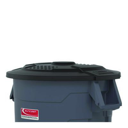 Suncast Commercial Utility Trash Can Lid for 20 gal Trash Can, 19.74" Diameter x 2.9", Black (TCU20GLIDD)