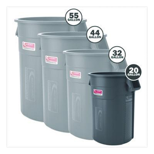 Suncast Commercial Injection Molded Utility Trash Can, 20 gal, Resin, Gray (TCU20)