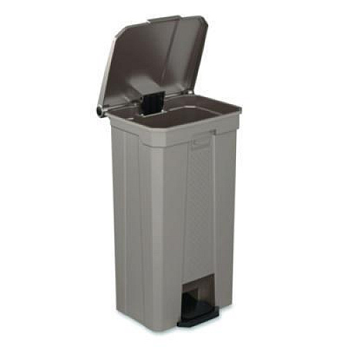 Suncast Commercial Step-On Trash Can, 23 gal, Resin, Platinum Metallic (TCST23)