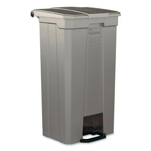 Suncast Commercial Step-On Trash Can, 23 gal, Resin, Platinum Metallic (TCST23)