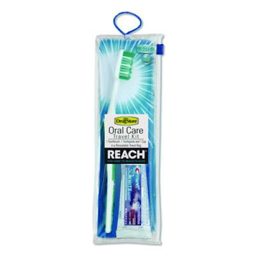 Lil' Drugstore Oral Care Kit. Toothbrush/Toothpaste in Resealable Pouch, Assorted Colors, 4/Box (70187)
