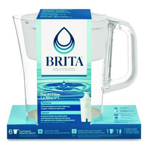 Brita Small 6-Cup Water Filter Pitcher with 1 Standard Filter, Denali, White, 2/Carton (36089)