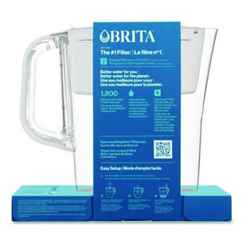 Brita Small 6-Cup Water Filter Pitcher with 1 Standard Filter, Denali, White, 2/Carton (36089)