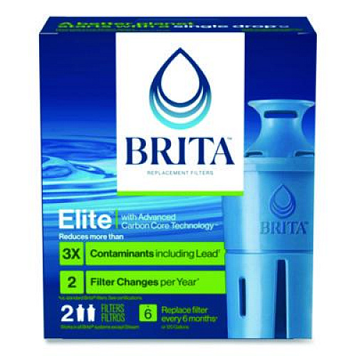 Brita Elite Replacement Water Filters for Pitcher and Dispensers, 2 Filters/Box, 12 Boxes/Carton (36247CT)