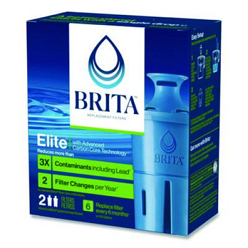 Brita Elite Replacement Water Filters for Pitcher and Dispensers, 2 Filters/Box, 12 Boxes/Carton (36247CT)