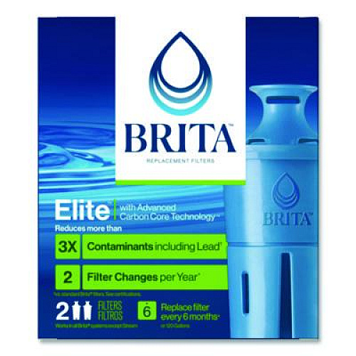 Brita Elite Replacement Water Filters for Pitcher and Dispensers, 2 Filters/Box, 12 Boxes/Carton (36247CT)