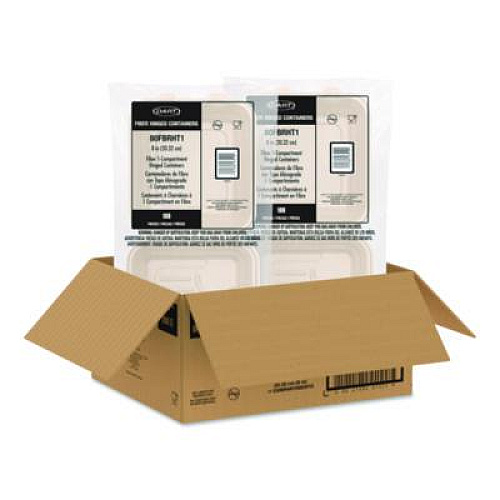 Dart Compostable Molded Fiber Hinged Trays, ProPlanet Seal, 8.65 x 7.94 x 2.98, Natural, 200/Carton (80FBRHT1)