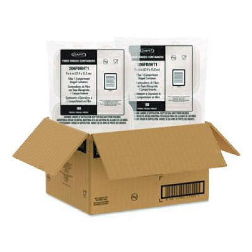 Dart Compostable Molded Fiber Hinged Trays, ProPlanet Seal, 6.41 x 9.22 x 3, Natural, 200/Carton (206FBRHT1)