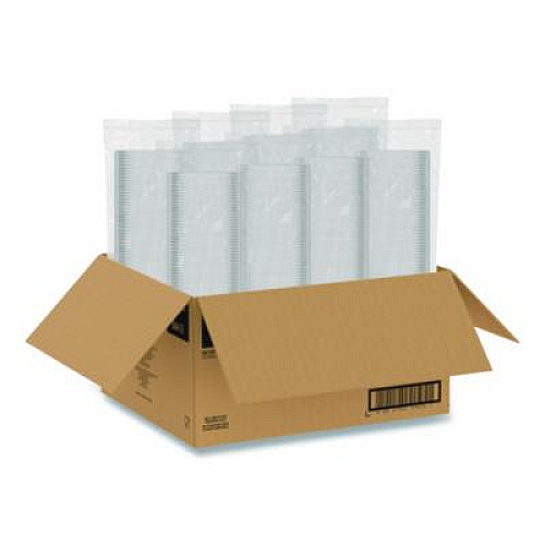 Dart Square Plastic Bowls, 16 oz, 8.5 x 8.5 x 1.96, Clear, Plastic, 63 Bowls/Sleeve, 8 Sleeves/Carton (C16SB)