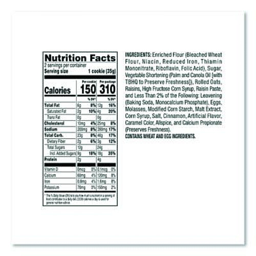 Grandma's Cookies - Single Serve, Oatmeal Raisin, 2.5 oz Packet, 60/Carton (FRI45093)