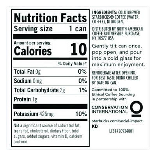 Starbucks Nitro Cold Brew Coffee, Black Unsweetened, 9.6 oz Can, 12/Carton (PEP19286)